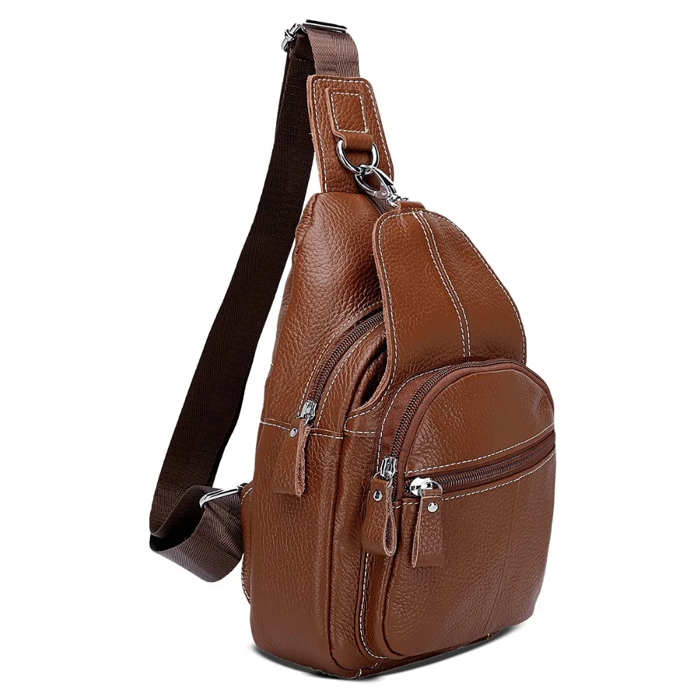 

Genuine Leather Unisex Crossbody HandBags Cow Soft Headset Hole Creative Men Women's Bag Brand Large Capacity Fashion Chest Bags
