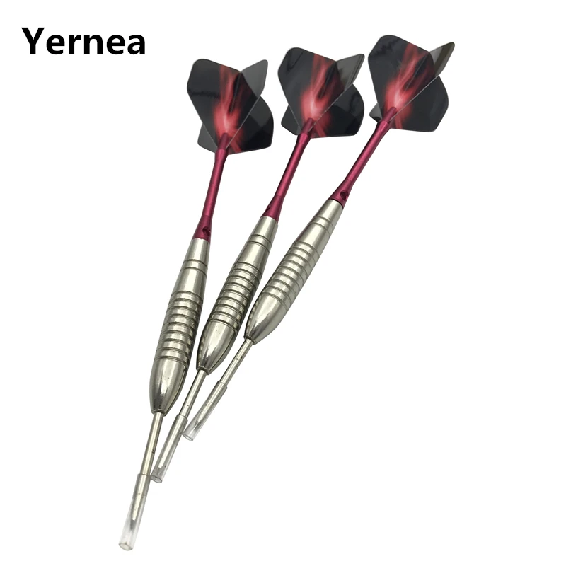 Yernea-dardos profesionales puntiagudos de acero, 3 piezas, 22g, punta de acero duro estándar, ejes de aluminio rojo