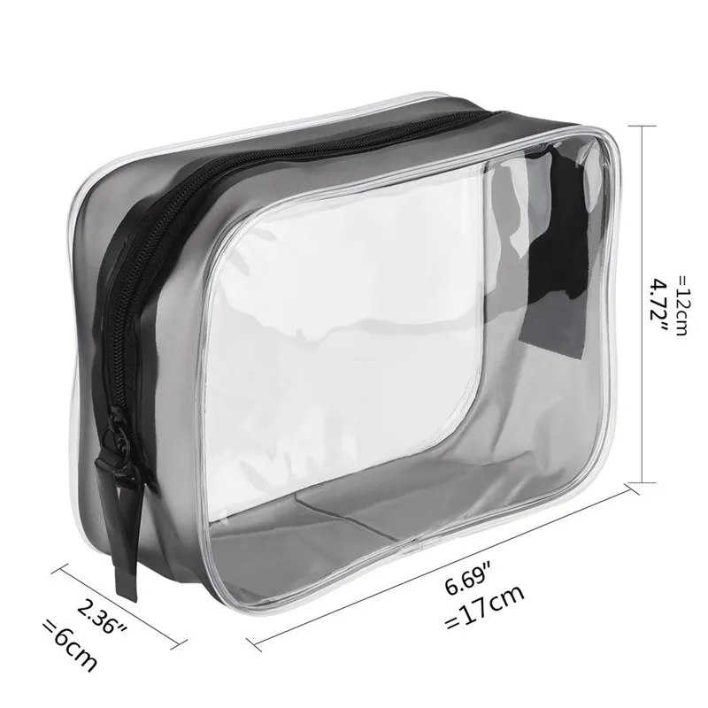 2PC Clear Transparent PVC Travel Toiletry Bag Set (10)