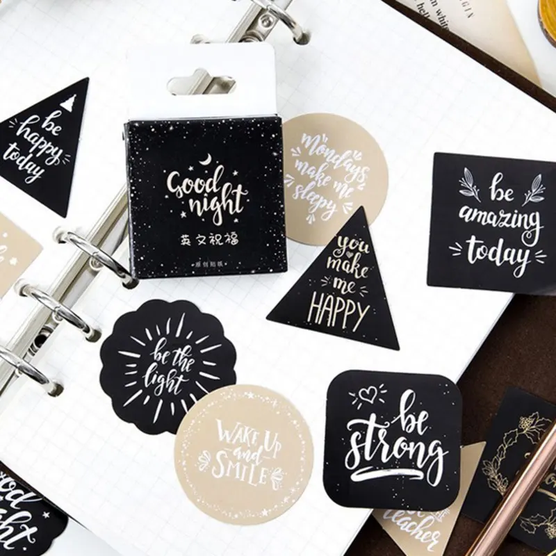 

45 pcs English blessing stickers adhesive Paper Sticker Decoratio diy Handmade Gift Card photo album Scrapbooking Stickers