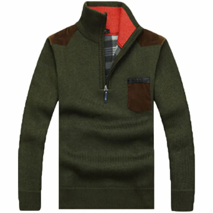 Высокое качество зима Для Мужчин's свитер с воротником-стойкой джемпера пуловеры свитера известный Для мужчин брендовая майка большого Размеры 3XL 5 цветов 52