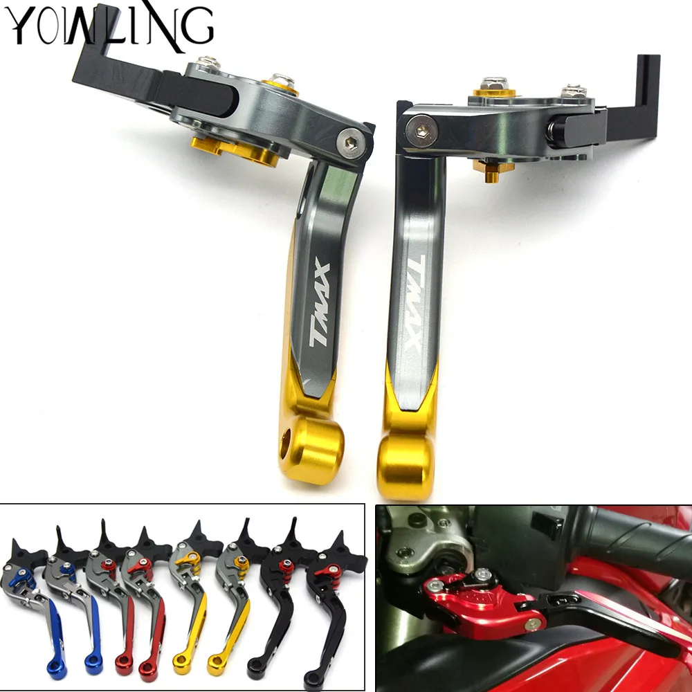 

With tmax logo Motorcycle CNC Pivot Brake Clutch Levers Adjustable foldable Levers For yamaha T-MAX 530 500 TMAX530 TMAX500
