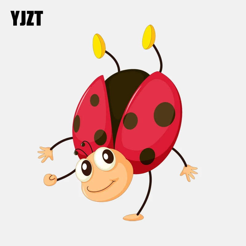 

YJZT 11.8CM*14.5CM Cute Inverted Ladybug Decal PVC Motorcycle Car Sticker 11-00833
