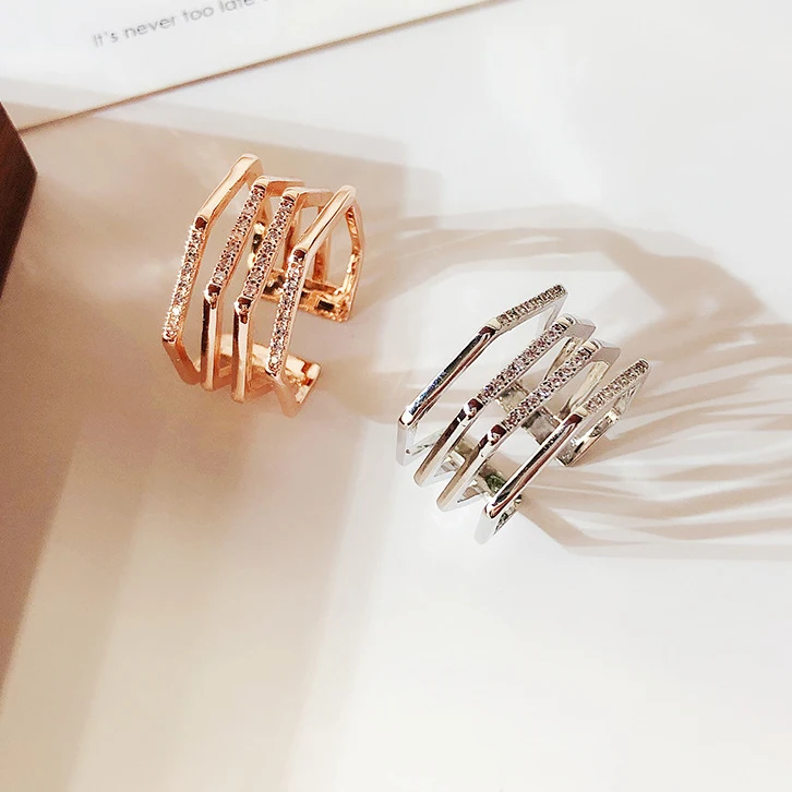 

Rainbry Trendy Cubic Zirconia Paved Multilayer Ring For Women Students Rose Gold Color Crystals Bague Gift Jewelry RN0118