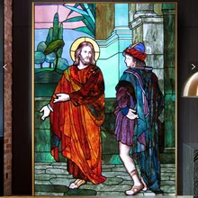 Можно сделать любой размер оконной пленки стеклянные пленки Иисуса Христос постер с изображением церкви витражные наклейки самоклеющиеся/статические цепляются N8907