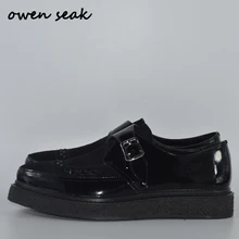 Owen Seak/мужские повседневные лоферы; ботильоны; роскошные кроссовки; ботинки из натуральной кожи для взрослых; сезон осень; Брендовая обувь на плоской подошве; Цвет Черный