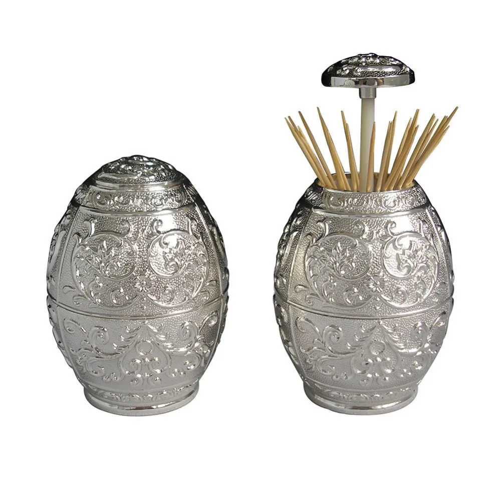 Ever Perfect Vintage Embossed Metal Automatic Toothpick Holder Tooth