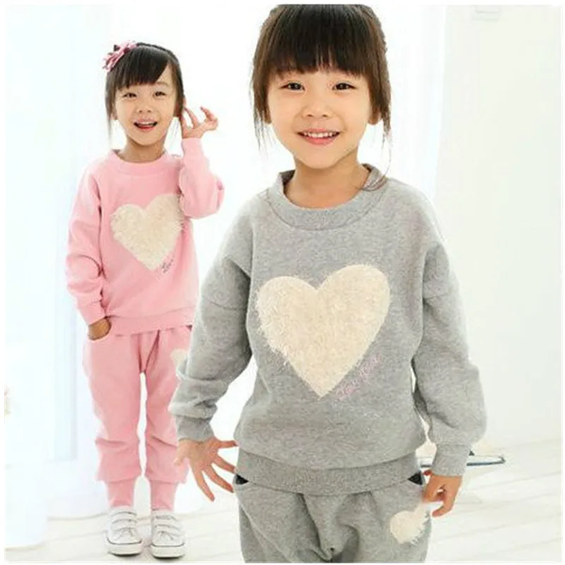 

fashion love clothing kids girls clothes sets autumn child girl long sleeve cloth pant set love pattern sports clothing set 2-8y