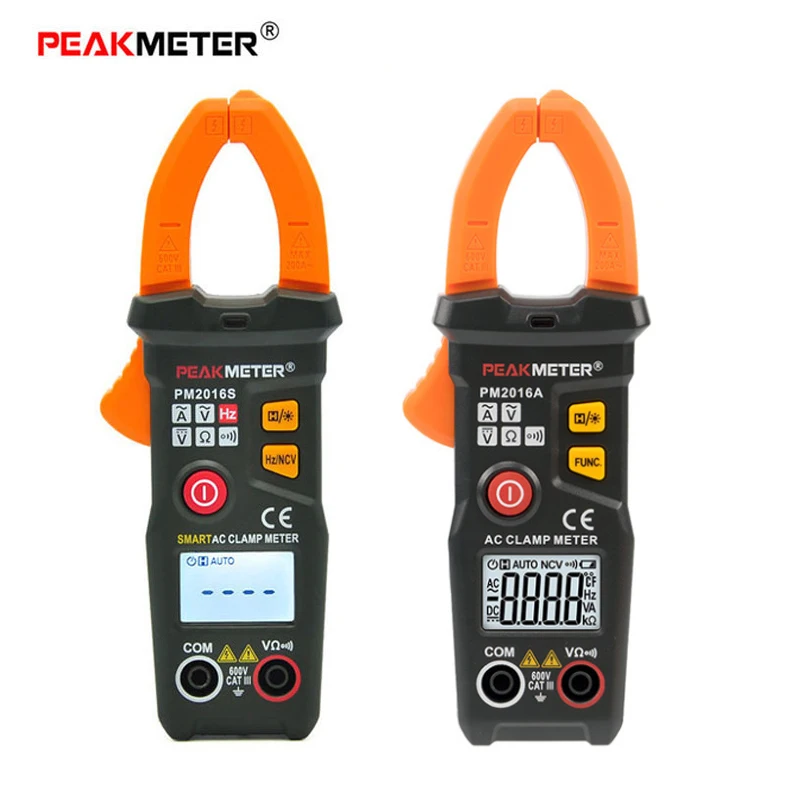 PEAKMETER PM2016S/PM2016A умный мини цифровой AC клещи 200A 600 В мультиметр с сопротивлением частоты удержания данных NCV тестер