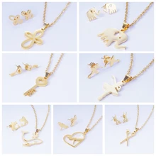 Yunkingdom 15 различных стилей прекрасный слон ключ нержавеющая сталь кулон ожерелье набор серьги для женщин турецкий ювелирные наборы