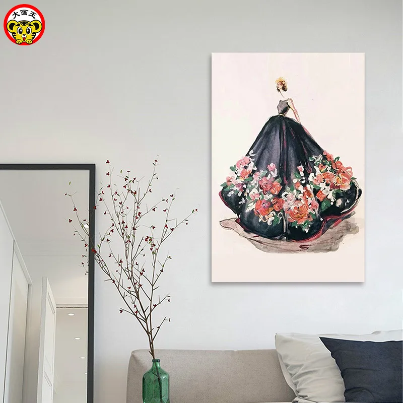 

painting by numbers art paint by number Big painting king DIY digital painting modern minimalist dress beauty hand-painted paint
