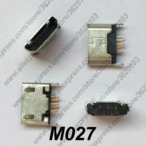 

10PCS/100PCS M027 Micro USB Connector 180 Degree Power Charging Phone Tail USB jack 2.0 Female Mini USB Socket 5Pin
