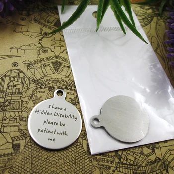 

20pcs--"I have a hidden disability..."stainless steel charms more style for choosing DIY pendants for necklace