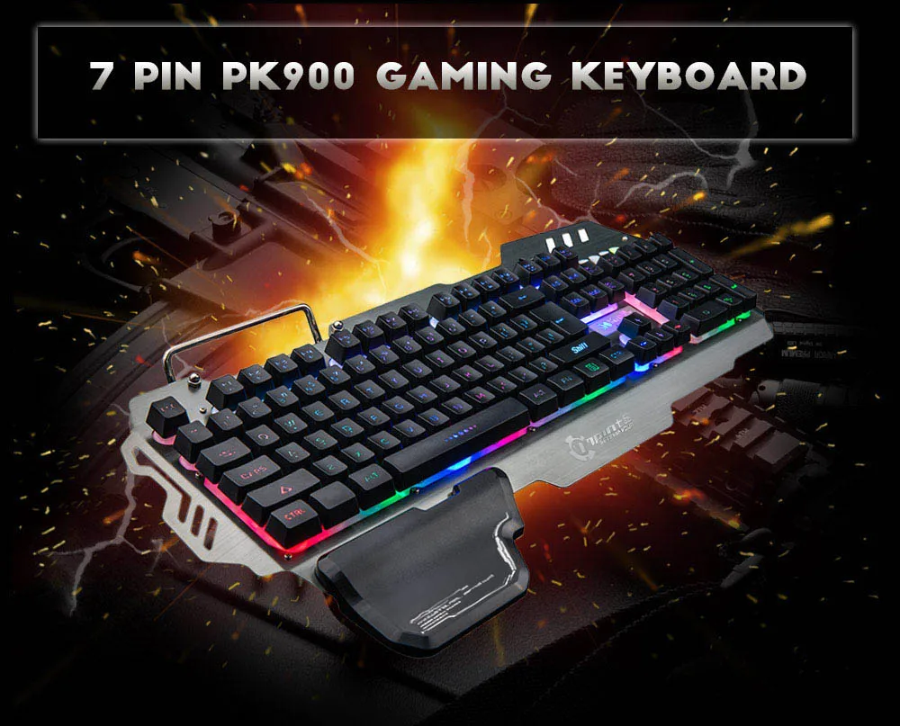 7pin PK900 Gaming Keyboard with Backlight 104 Keys