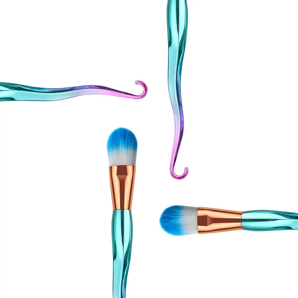 1PC Face Makeup Brushes Set Powder Foundation Single Fish Hook Green Gradient Small Fan Make-up Brush Tool Drop Shipping 40 | Красота и