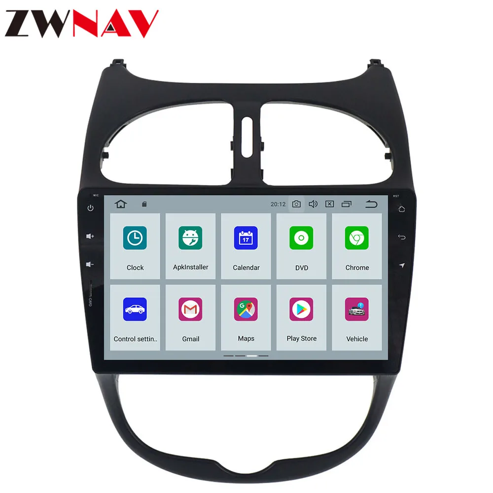 Excellent ZWNAV Android 9.0 4+32GB Car No DVD Player FOR Peugeot 206 2000-2016 Radio Ibiza GPS Navigation with Mirroring link PX5 4