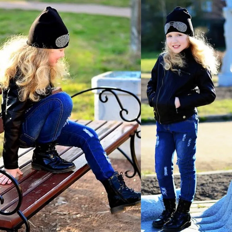 

Broken Hole Girls Jeans 2018 Spring Fashion Ripped Kids Pants 2-8 Years Old Casual Pencil Baby Boy Children Trousers 5795X