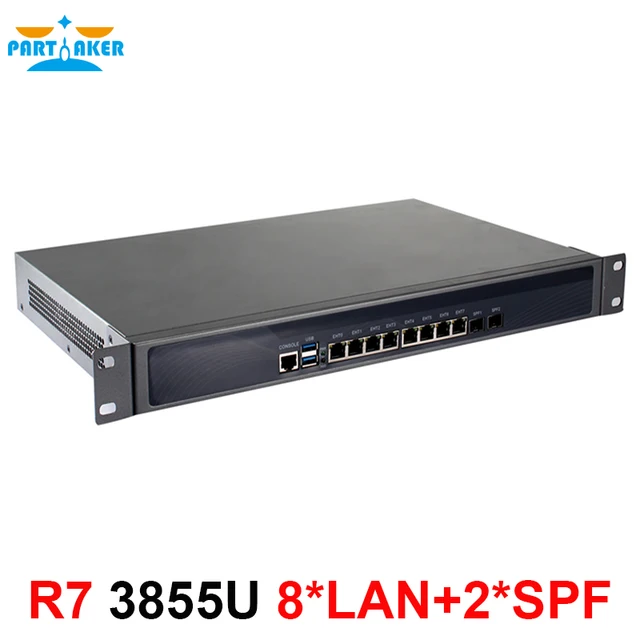 Cheap Partaker R7 Firewall Server Networks Celeron 3855U 2GB RAM 8GB SSD with 8*Intel 82583V Gigabit ethernet ports 2 SFP Cheap Partaker R7 Firewall Server Networks Celeron 3855U 2GB RAM 8GB SSD with 8*Intel 82583V Gigabit ethernet ports 2 SFP
