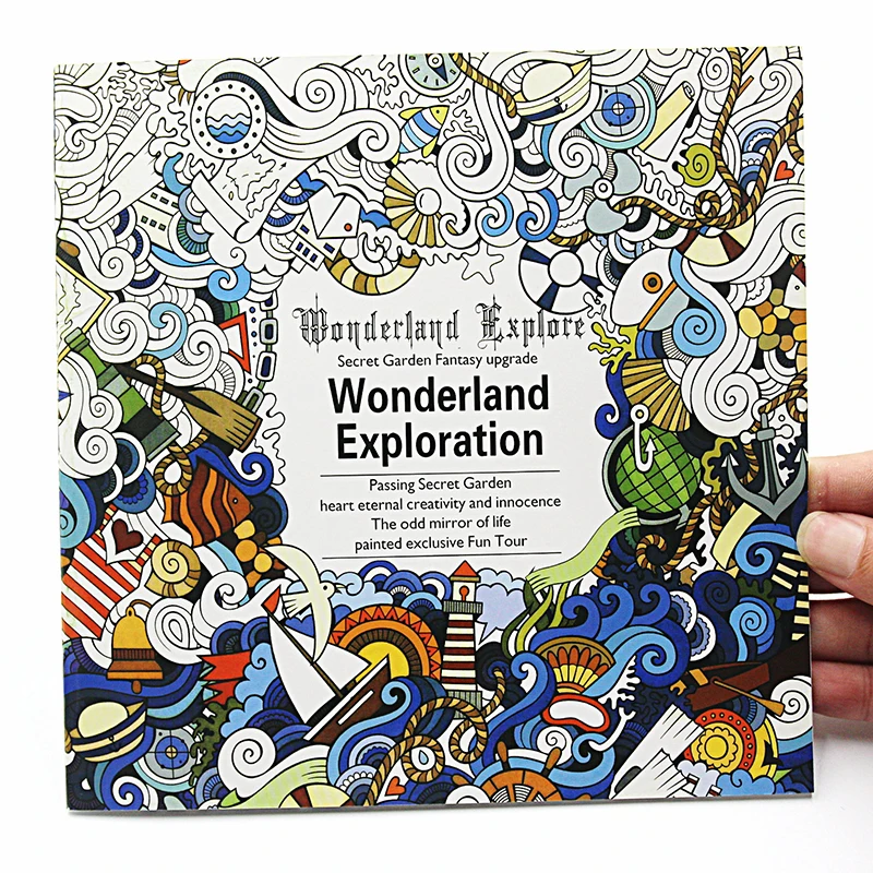 1 PCS Creative 24 Pages English Version Wonderland Exploration Coloring Book For Adult Relieve Stress Graffiti Drawing Art Book