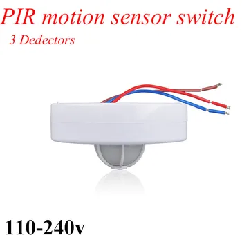 

New 3 detectors 360 Degree PIR Motion Movement Sensor Detector Switch led PIR infrared motion sensor body switch light switch