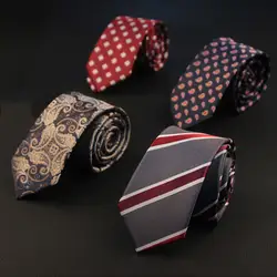 6 см Повседневный галстук свадебные галстуки для мужчин полосатый цветочный галстук из полиэстера Gravata черный тонкий Vestidos галстук