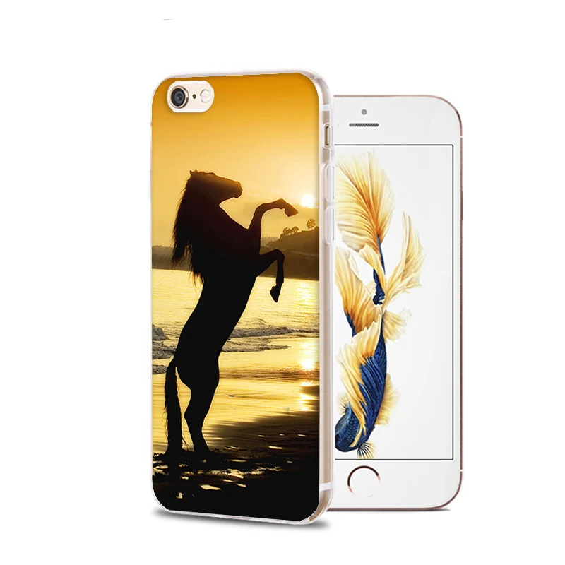Чехол для iphone 12 7 6 X чехол с рисунком лошади и животных прозрачный телефона iPhone 6S