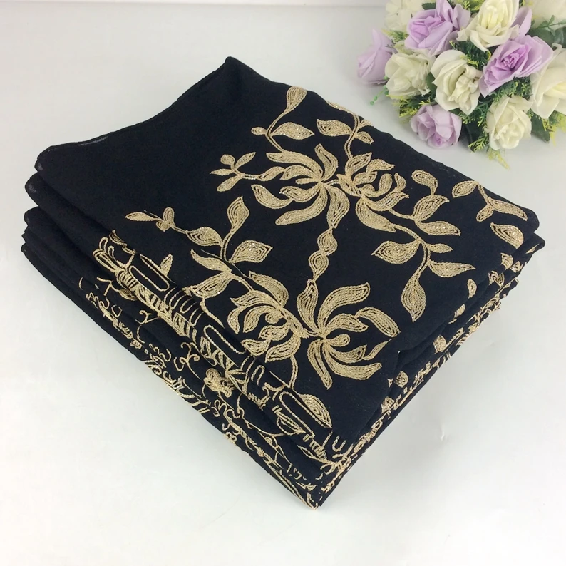 

Black Color Embroidery Design Muslim Hijab Women Shawls And Scarves New Arrival 10pcs/lot