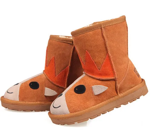 

cute animal cartoon lion winter children boys girls snow boots genuine leather sheepskin fur sheep'wool free shipping 321