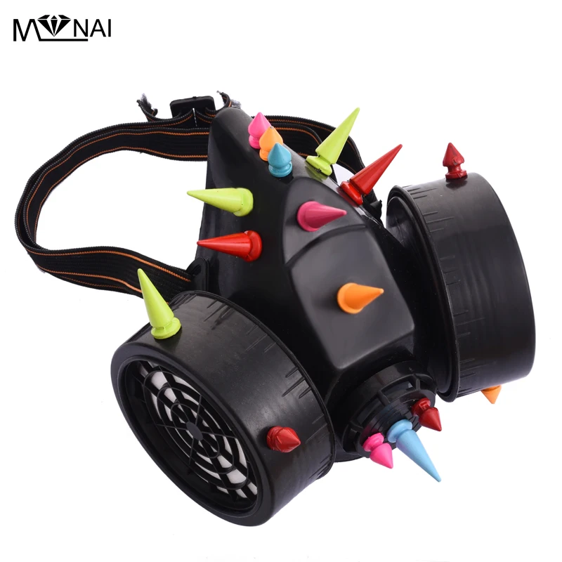 

Steampunk Colorful Rivets Gas Mask Respirator Spike Masks Punk Gothic Cosplay Mask Accessories For Party