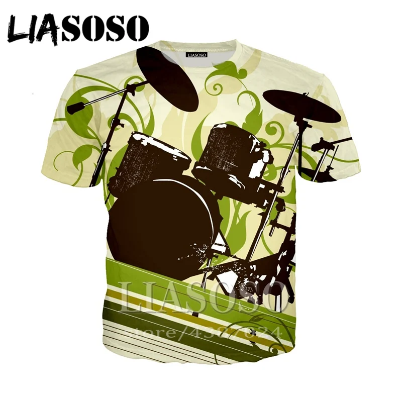 LIASOSO, аниме, 3d принт, футболка для мужчин и женщин, модная футболка Harajuku,, набор барабанов, Забавные футболки, короткий рукав, homme, футболка D874 - Цвет: 9
