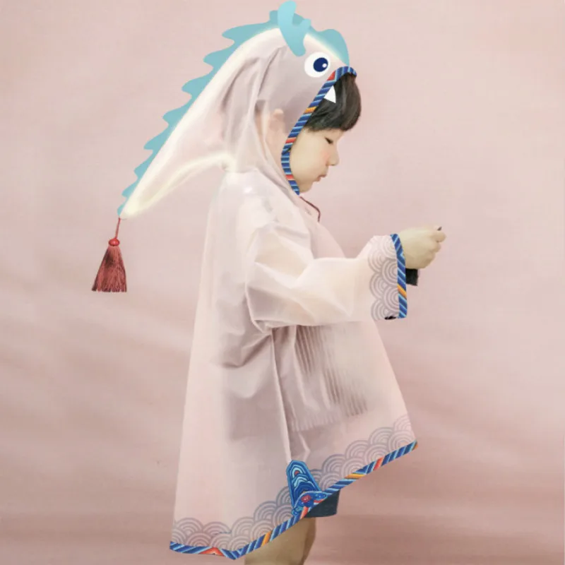 

Boys Girls Transparent EVA Raincoat Hodded Outdoor Poncho Waterproof Touring Children Kids Rainwear