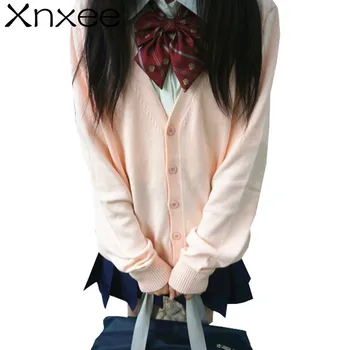 

Fashion autumn japanese style students school uniform long sleeve girl cute open cardigan Xnxee