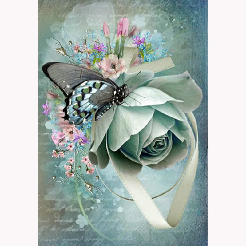 

5d diy diamont painting flower butterfly picture full square diamond mosaic resin bead Cross stitch embroidery elegant decor