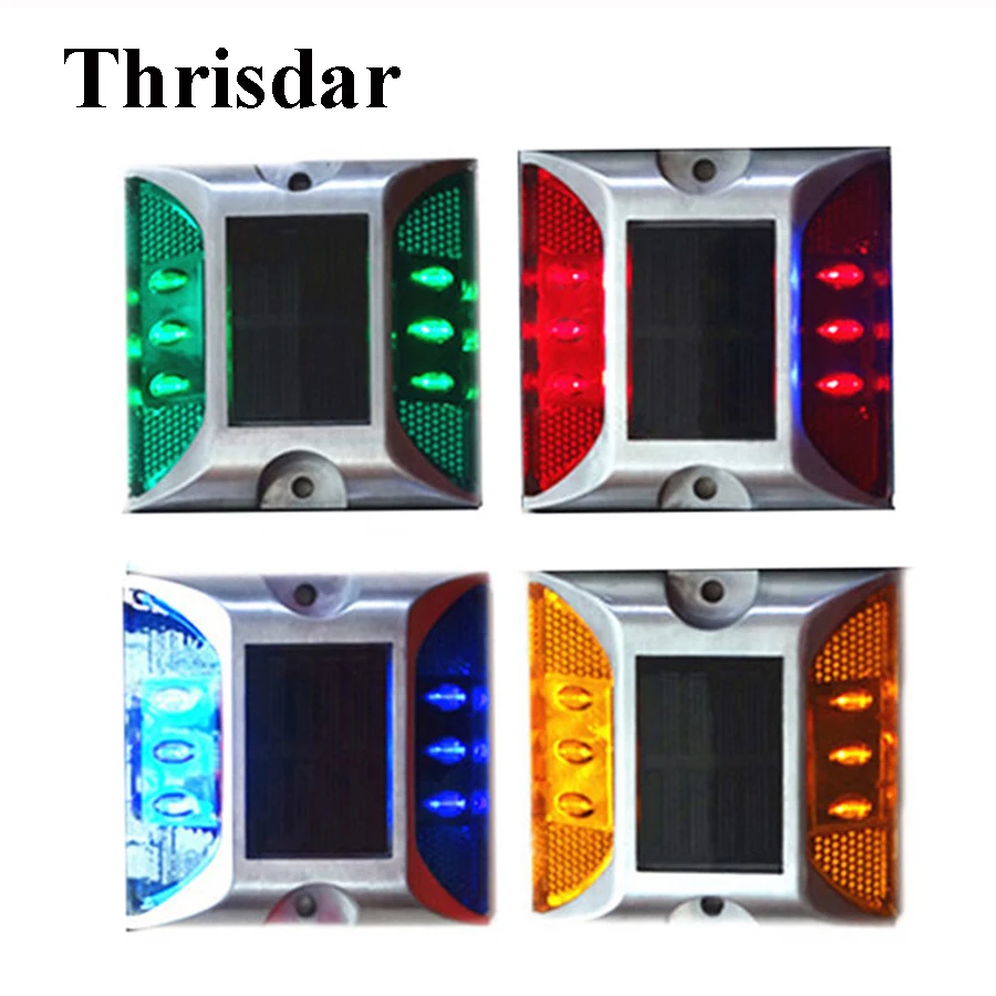 Goede Thrisdar 3 STKS Led Floor Deklicht Solar Pathway Reflector Road Marker Stud Licht Outdoor Dock Oprit Waarschuwing Security Lichten