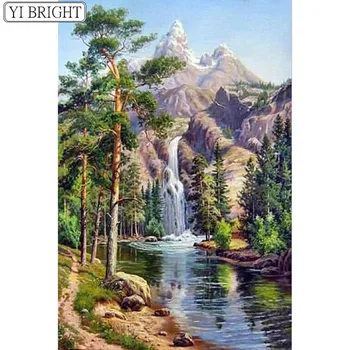 

New home decor diamond embroidery kits diamond mosaic handiwork 3d cross stitch painting craft landscape mountain creek BK