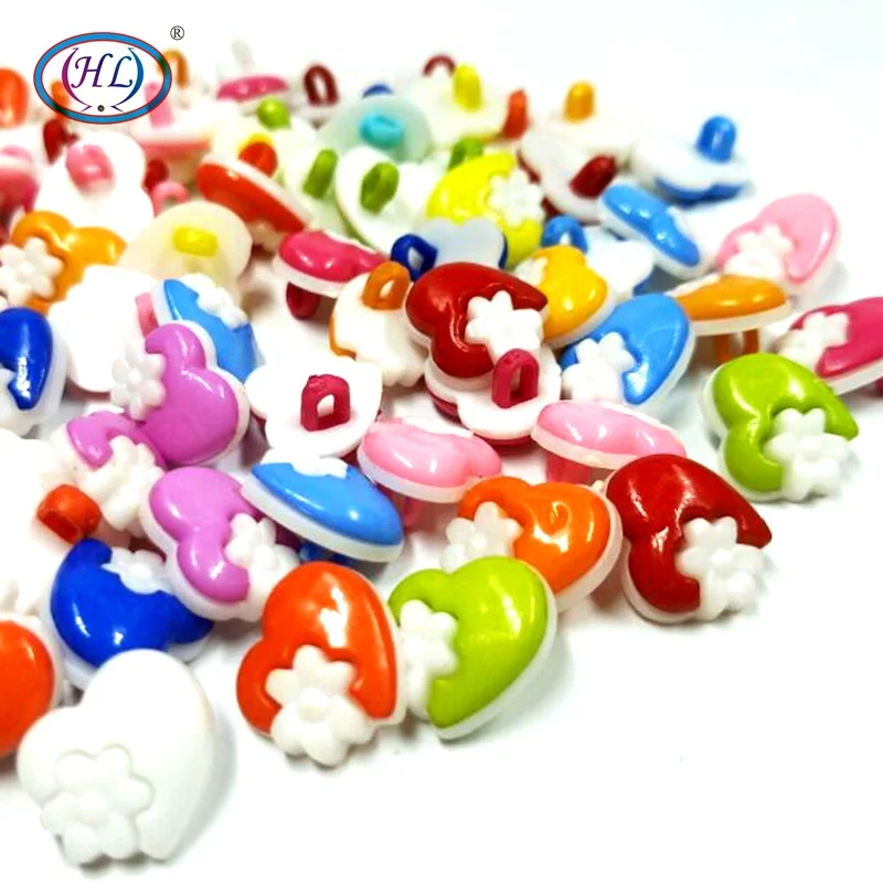 

HL 15MM 50/100pcs Mix Color Heart Shank Plastic Combined Buttons DIY Scrapbooking Children's Garment Sewing Accessories