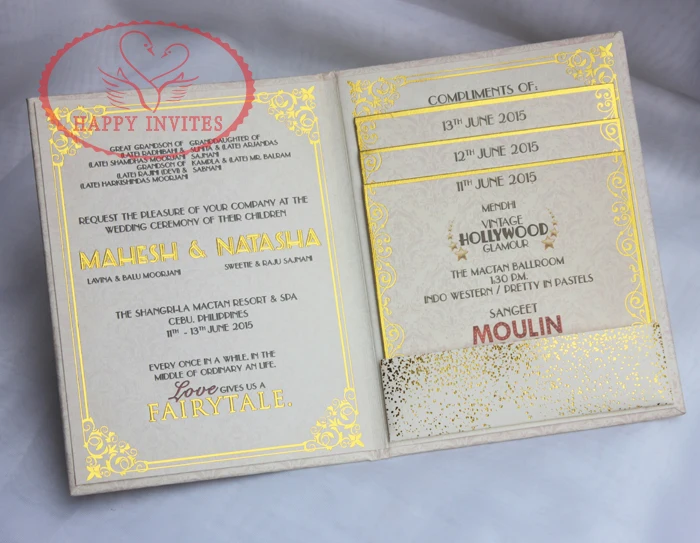HI1089 - Hard Cover Wedding Invitation Cards  in India Style 04