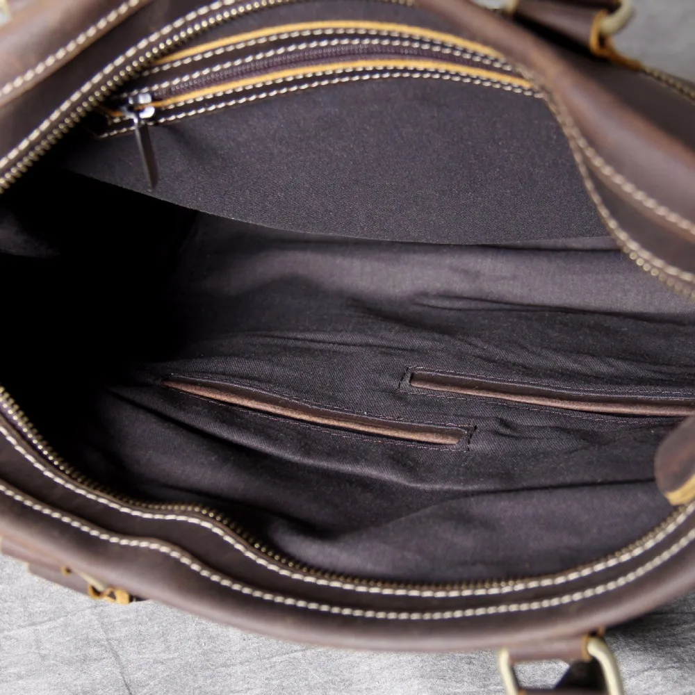 AETOO Retro head cowhide briefcase, mad horse leather handbag, leather casual shoulder crossbody bag