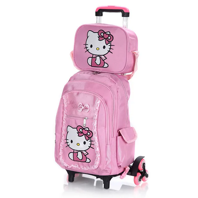 Hello Kitty Children School Bags Set Mochilas Kids Backpacks With Hello Kitty Children School Bags Set Mochilas Kids Backpacks With Six Wheels Trolley Luggage For S
