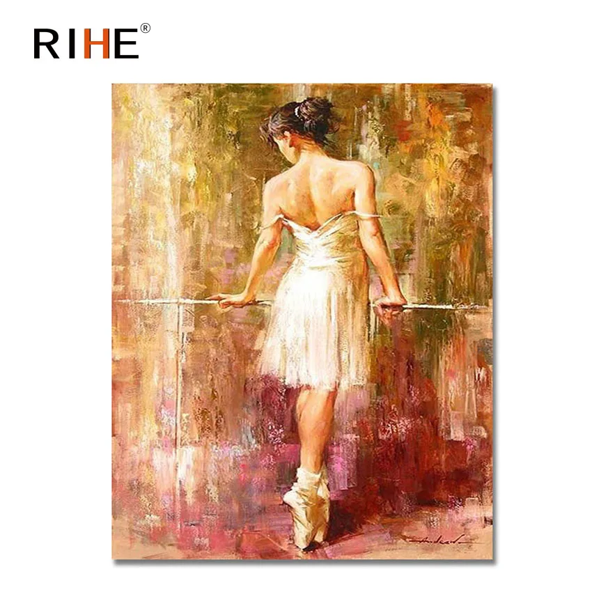 

RIHE Ballet Girl Oil Painting By Numbers Figure Cuadros Decoracion Acrylic Paint On Canvas For Artwork Modern Home Decor 2018