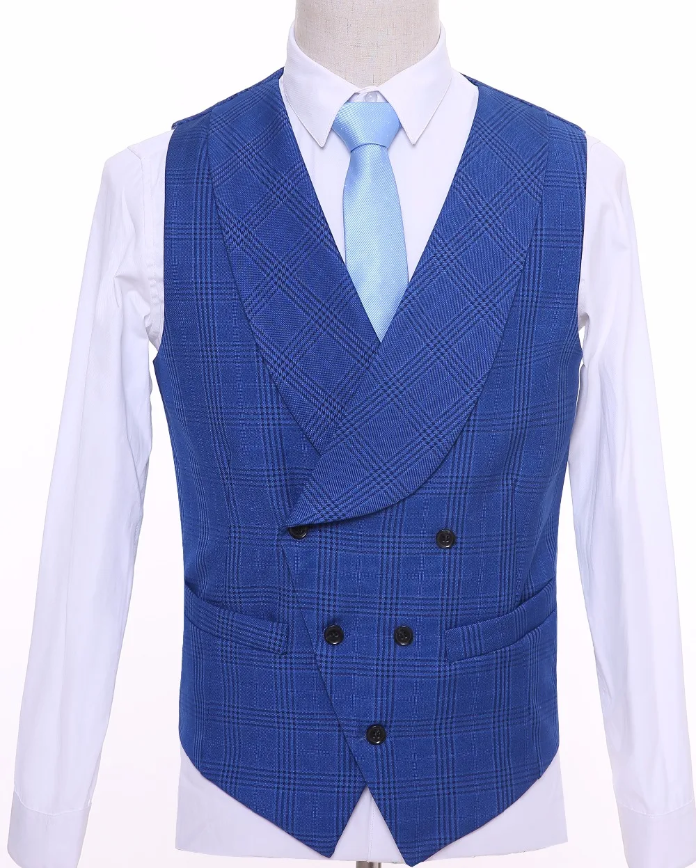 Buy 2018 Custom Made Blue Men Vests Groom Vests