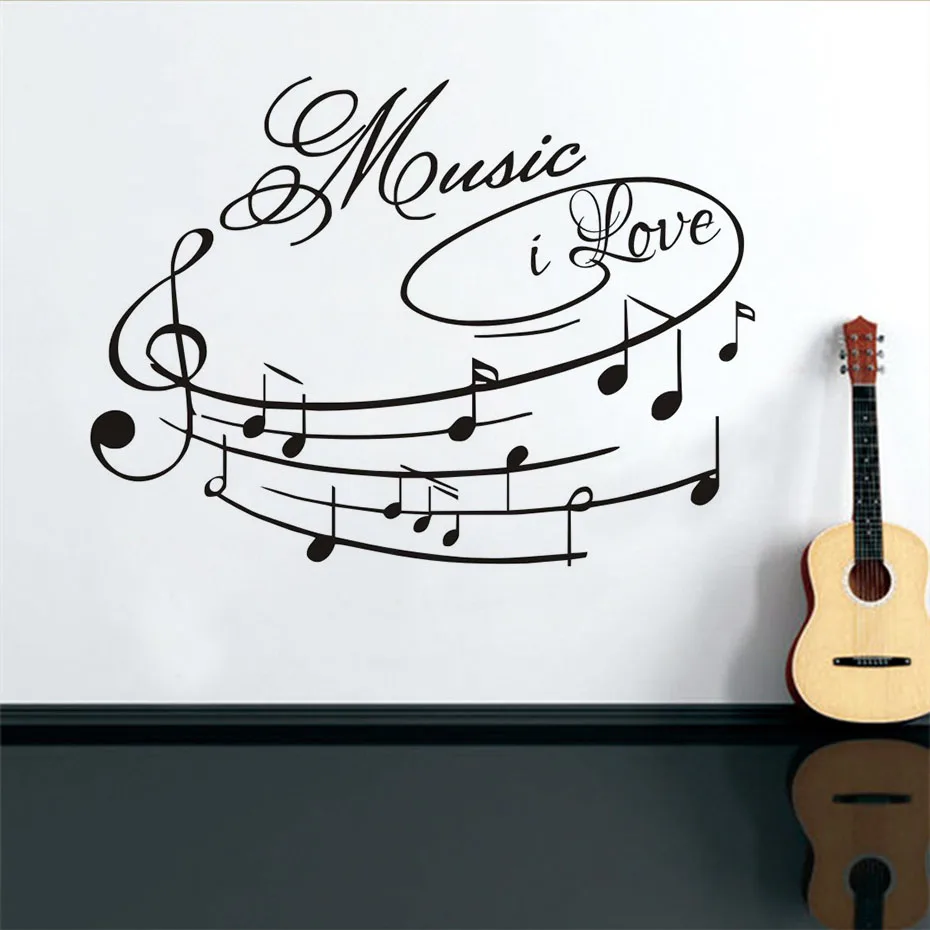 

Creative Wall Art Decoration Music I Love Wall Decals Removable Art Design Home Decor Wall Sticker Musical Note For Living Room