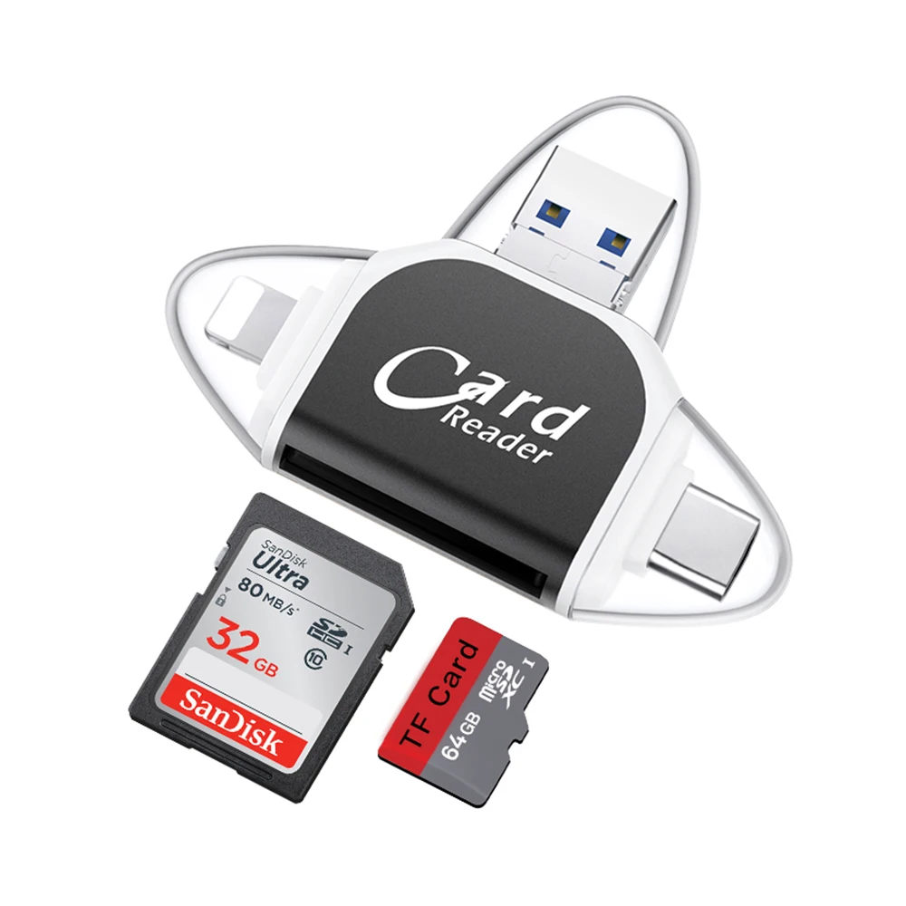 SD кардридер Micro SD USB C Micro адаптер 4 в 1 SD Тип C OTG Устройство для чтения карт памяти для iPhone iPad samsung MacBook