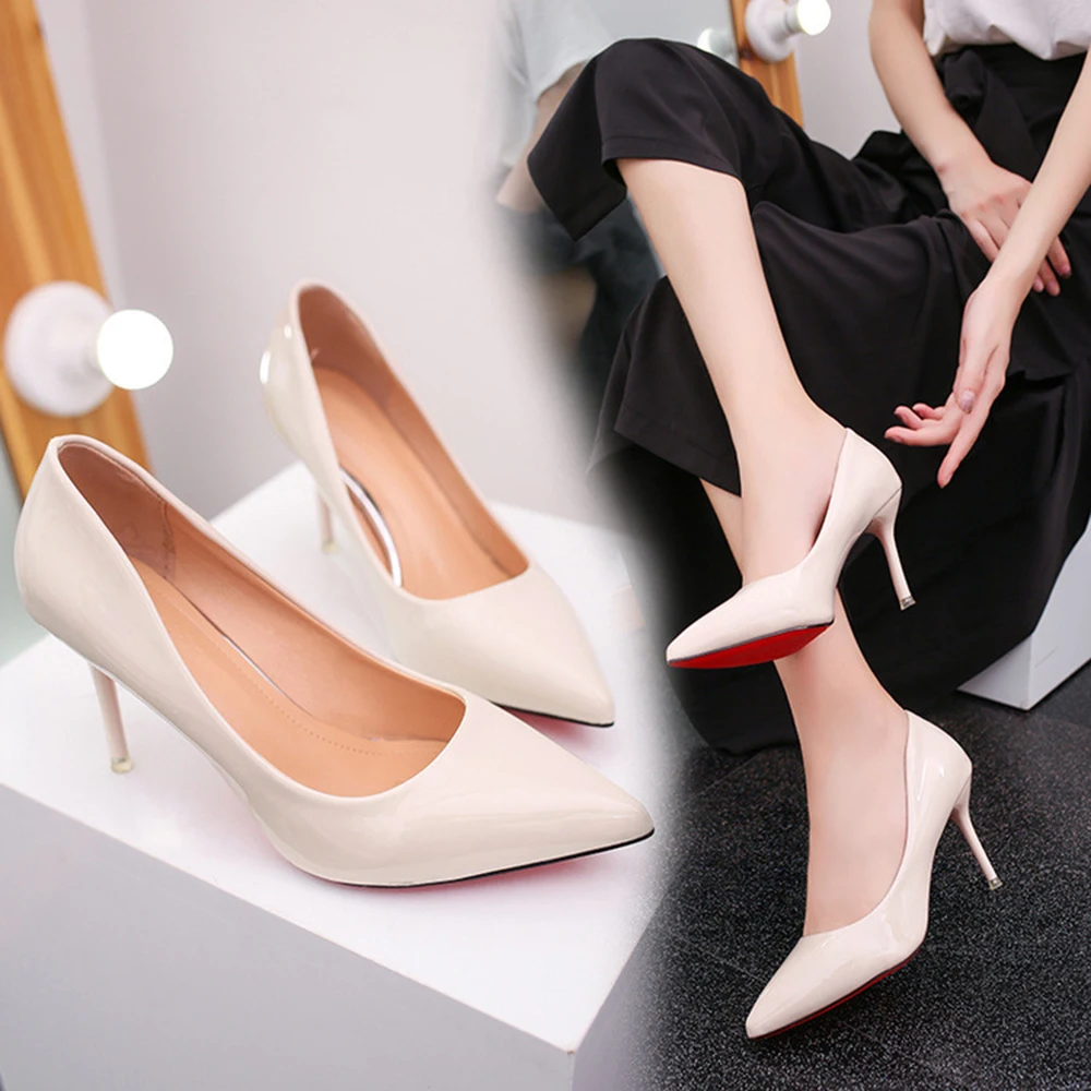 2019 New Fashion High Heels Women Pumps Thin Heel Classic White Red Nude Beige Sexy Prom Wedding Shoes Size 36-39 2019 New Fashion High Heels Women Pumps Thin Heel Classic White Red Nude Beige Sexy Prom Wedding Shoes Size 36-39