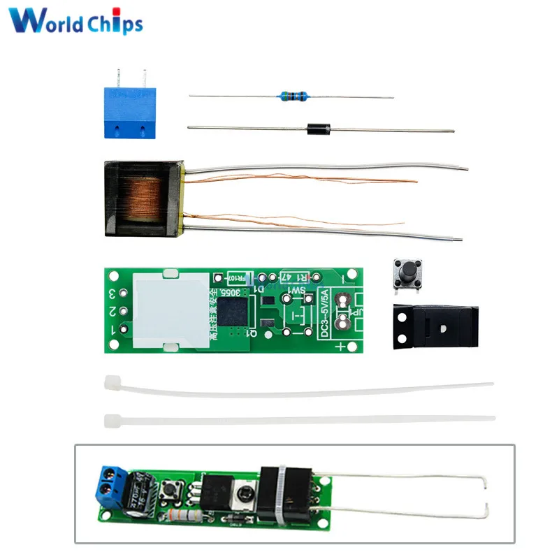 HV-1 генератор высокого напряжения дуговой зажигания DIY комплект дуговой генератор дуговой сигареты комплект зажигания DIY высоковольтный модуль DC 3-5 в Зажигалка