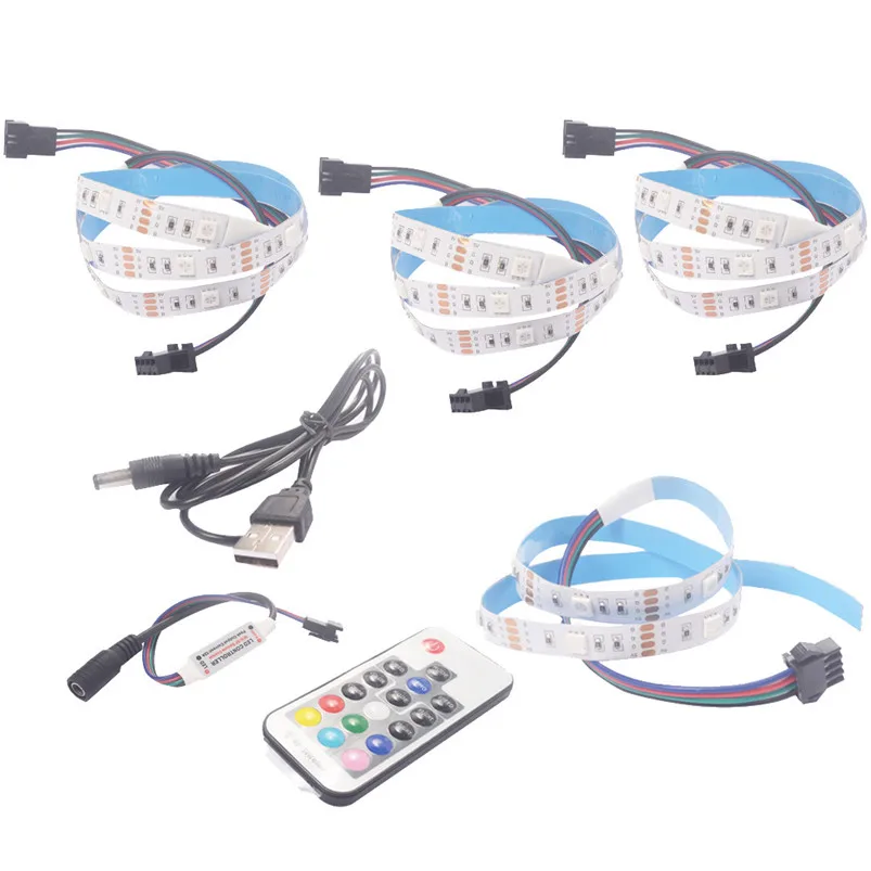 4PCS Led Strip 0.5M USB LED Strip Night Bias Light TV HDTV LCD Monitor Background Lighting Kit Home Garden Light 35MR2007