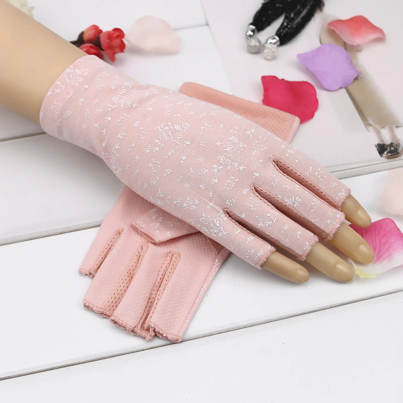 

Driving Sunscreen Gloves Lady Thin Summer Cycling Elastic Half-finger Luvas Guantes Women Sunshade Riding Short Hand Muff H3104