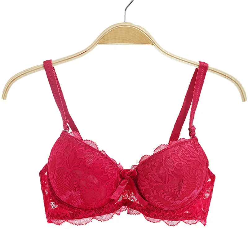 

Big size summer Ultra thin Lace Bra For Woman Push Up Underwire Cup double Bra gather breast sleep Lingerie Seamless Bra 34-38