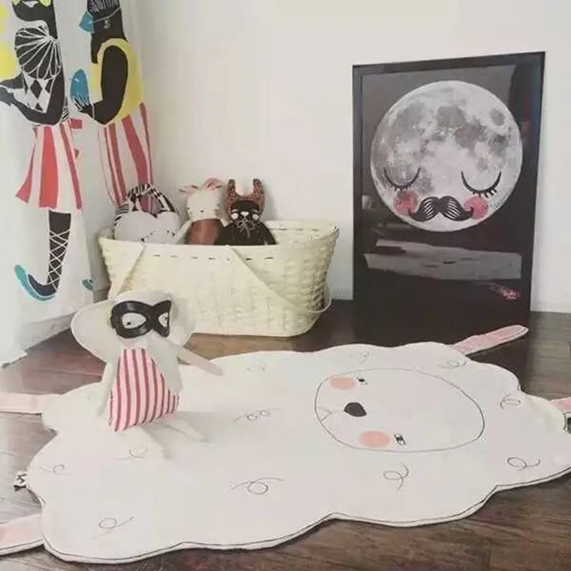 

Cartoon Pattern 100% Cotton Kids Baby Play Floor Cushioned Mat Play Blanket Carpet Nursery Rug