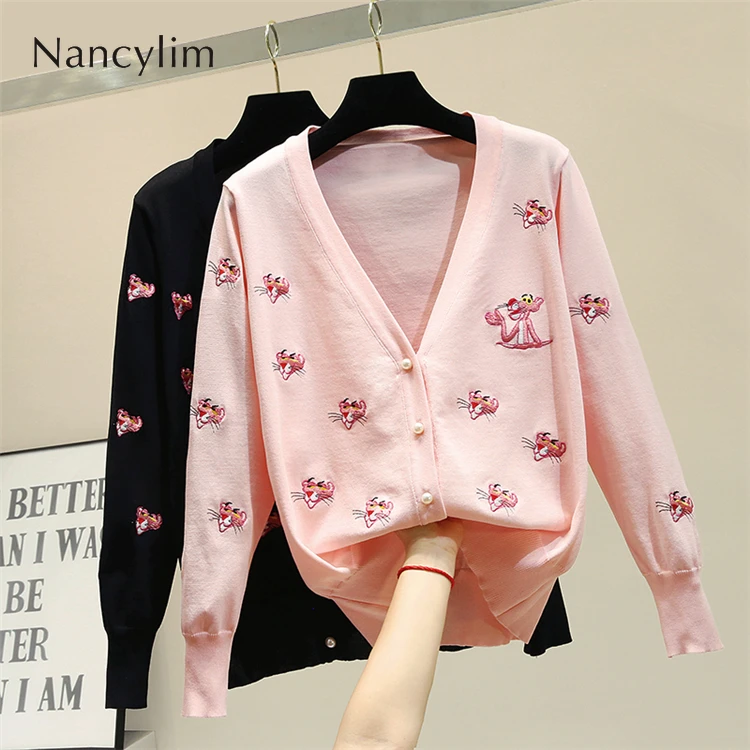 

Ice Knitted Cardigan Girl 2019 Summer Thin Sweater Jacket Women Lazy Wind Outwears Lady Holiday Beach Coat Embroidery Shirts